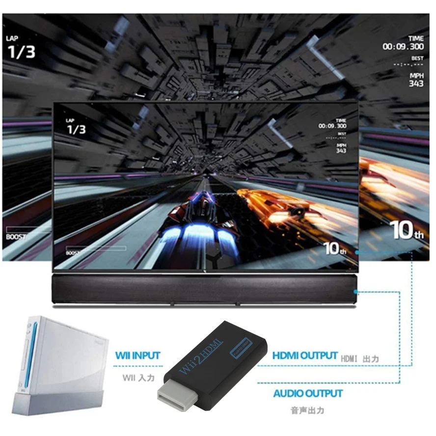 WVVMVV HD 1080P Wii to HDMI ȣȯ  , Ǯ HD 720P 1080P 3.5mm   ̺, PC HDTV  ÷̿