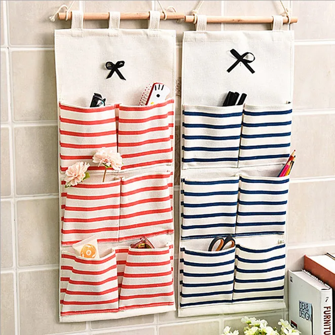 

Japanese Korean Fabric Large Size Simple Door Hanging Storage Bag Wall-Mounted Multilayer Organizing Wardrobe Storage Bag Wall