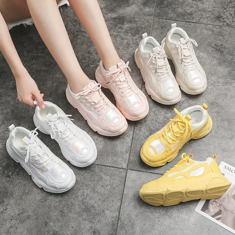 

Liren 2019 Summer Comfortable Fashion Casual Women Designer Sneakers Women Low Heels Round Wrapped Toe Lace-up Women Sport Shoes