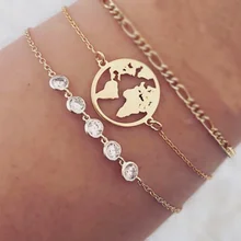 4 шт./компл. Для женщин Мода слон с украшением в виде кристаллов карта бусины Браслеты комплект богемные пляжные Браслет вечерние ювелирные изделия аксессуары