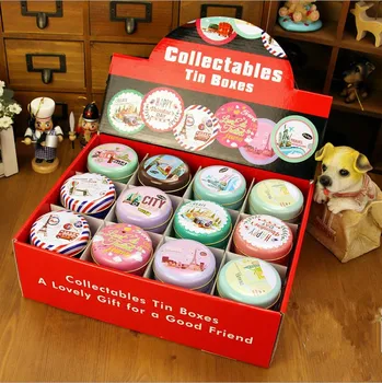 

36pcs/box Cartoon Owl Design Tin Storage Box Round Jewelry Box Portable Sundrie Case Pill collect Box Mini Gift Box