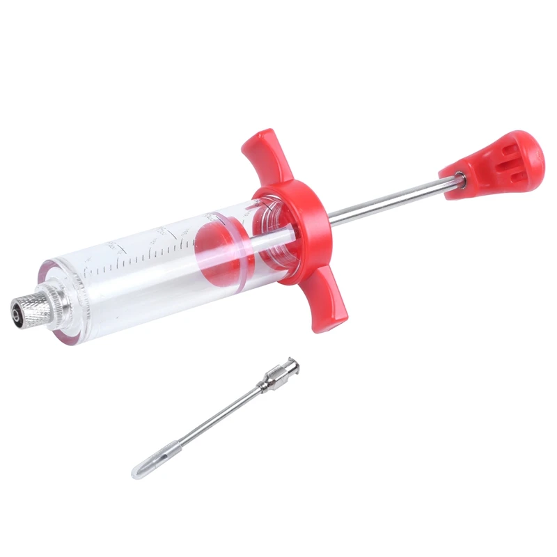 Marinade Red Injector Flavor Syringe Cooking Meat Poultry Turkey Chicken BBQ Tool 22*7CM