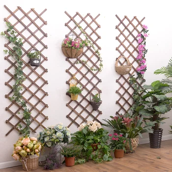 

Garden climbing bracket grid real wood flower rack living room balcony wall hanging plant bracket decoration