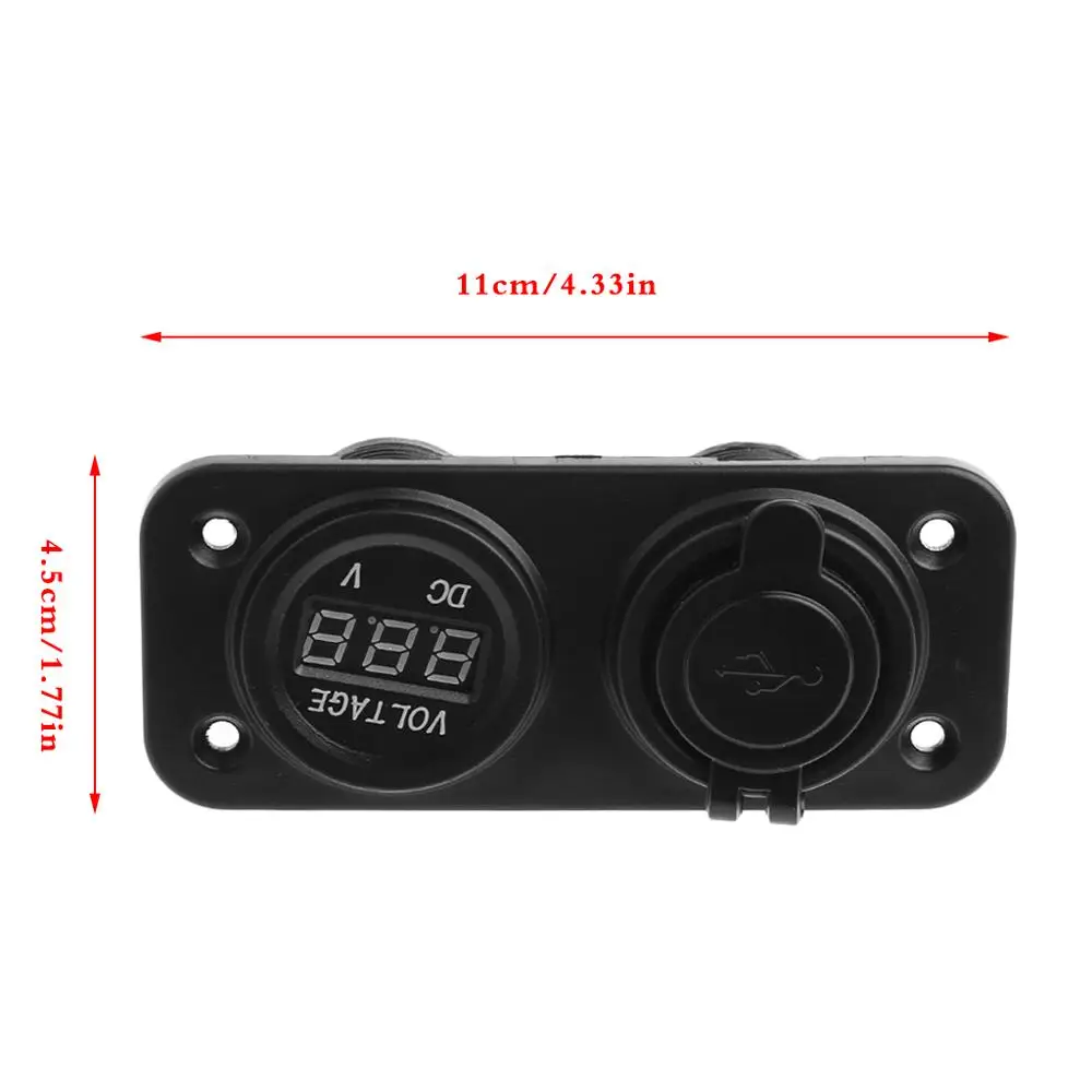1 предмет 2-в-1 Водонепроницаемый DC 12V Dual USB Автомобильное зарядное устройство Порты и разъёмы Мощность гнездо+ светодиодный цифровой Дисплей вольтметр Панель магнитный держатель с креплением на зарядное устройство для мотоцикла Adaper