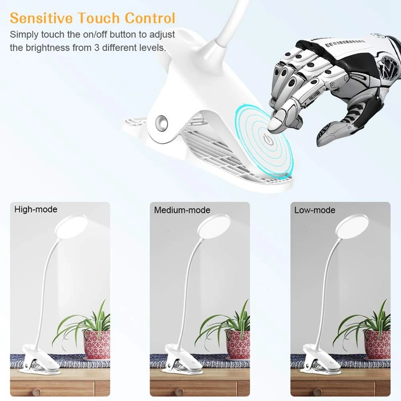 

Top-LED Clip on Reading Light,18 LED with 3 Brightness Levels Cordless and Portable Book Light,Version USB Rechargeable Eye Prot