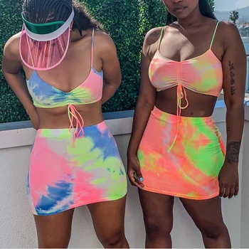 

Women Sexy Two Piece Set Bandeau Crop Top Shorts Summer Sexy Color Print 2 Piece Set Outfits Tracksuit