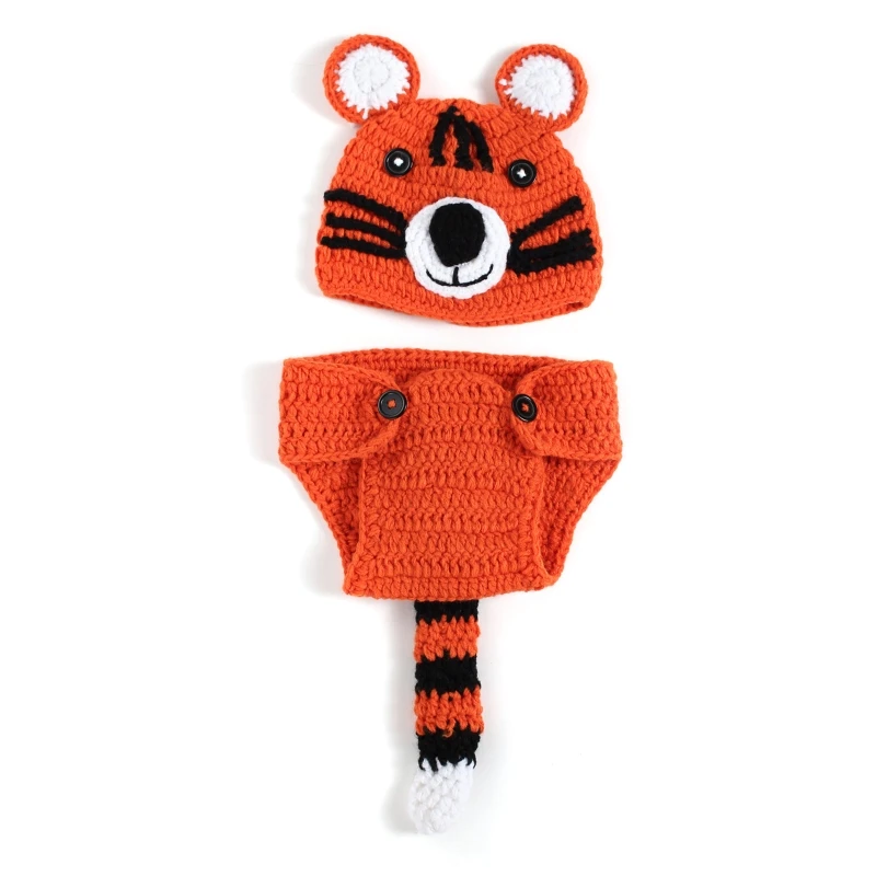 Милая детская трикотажная шапка в виде шорт оранжевый тигр универсальный