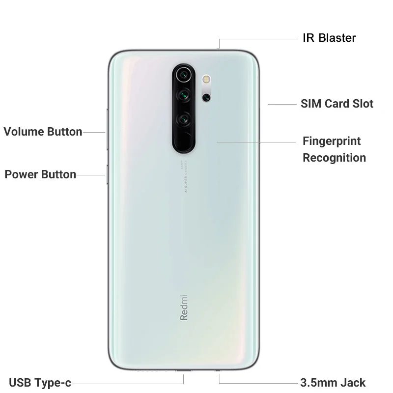 Xiaomi Redmi Note 8 Pro с глобальной версией, 6 ГБ, 128 ГБ, смартфон, 64 мп, четырехъядерный процессор Helio G90T, четыре ядра, 4500 мАч, NFC, мобильный телефон