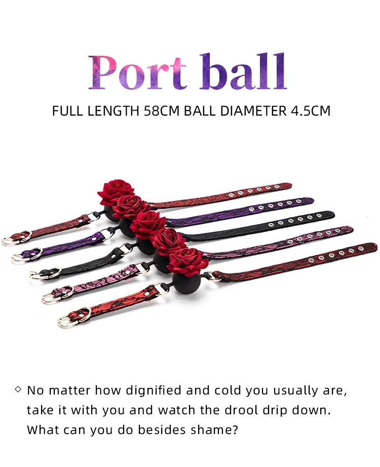 Silicone Breathable Rose Ball Gag Bondage Lace Flower Open Mouth Gags Oral Fixation Adult Sex Toys For Couples Adult BDSM Game