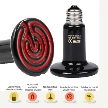 Far Infrared Pet Heating Lamp Ceramic 220V Reptile Turtle Brooder Bulb Heat Emitter Light Bulb 25W 50W 75W 100W 150W 200W 1