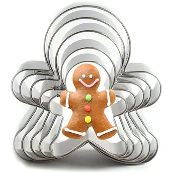 

5PCS Stainless Steel Cookie Cutter Gingerbread Man Shapes for Cake Mold Home Party Cake and Pastries Making Cutters Cookie mold