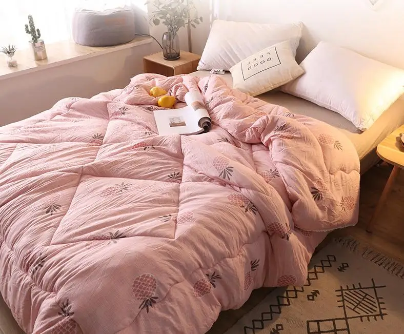 Мягкое Клетчатое одеяло, одеяло, шелковое хлопковое наполнителя, теплое одеяло для осени и зимы с кружевным дизайном, одеяло, 1 шт