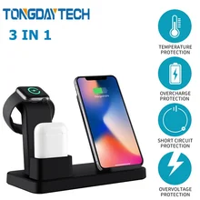 Tongdaytech 10 Вт Qi Беспроводное зарядное устройство для Iphone X 8 XS 11 Pro Max быстрое зарядное устройство для Apple Airpods Watch 5 4 3 2 1 Cargador