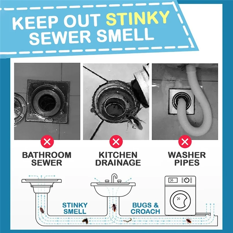 Deodorant silicone core drain pipe seal ring stainless steel floor drain V cup shape smooth drainage and water flow 20D26 (9)