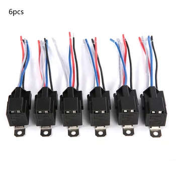 

6PCS/Set Ethernet Relay 12V 30A Car Fuse Relay Switch Harness Set SPST 4-Pin 14 AWG Hot Wires Latching Relay