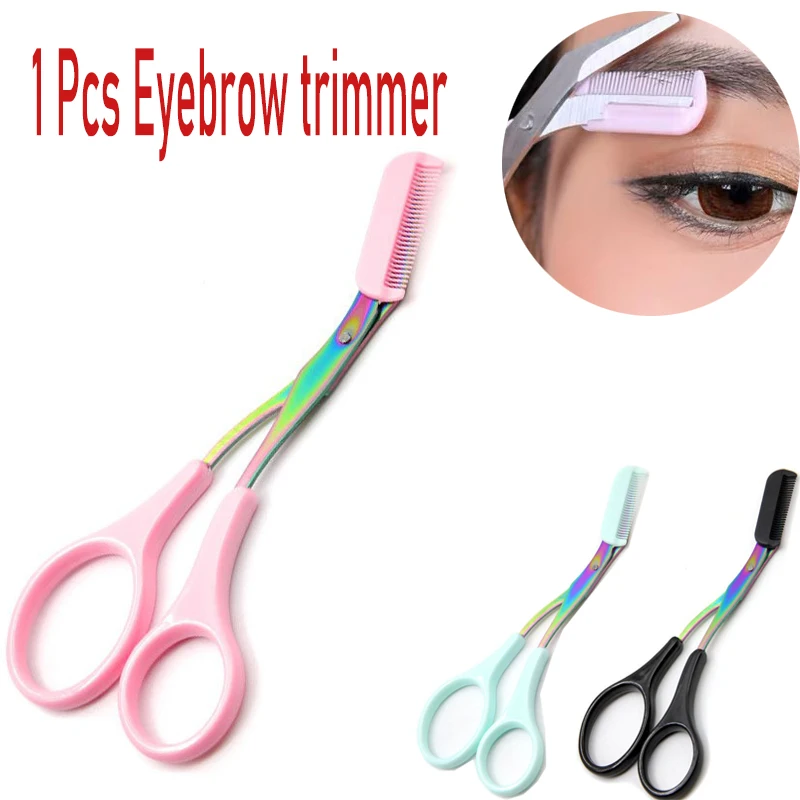 Eyebrow Trimmer Scissor Colorful Stainless Steel with Comb Hair Removal Grooming Shaping Shaver Makeup Accessories eyebrow scissors stainless steel scissors beauty scissors