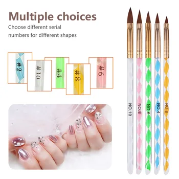 

Crystal Nail Pen Home Salon Cuticle Pusher Carved Spiral Rod Painted Pen 5PCS Set Plastic Handle Acrylic UV Gel Crystal Brush
