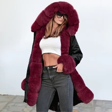Women's blouse coat winter thickened warm winter coat large plush wool collar coat cotton coat Hoodie pie overcome women's jacke