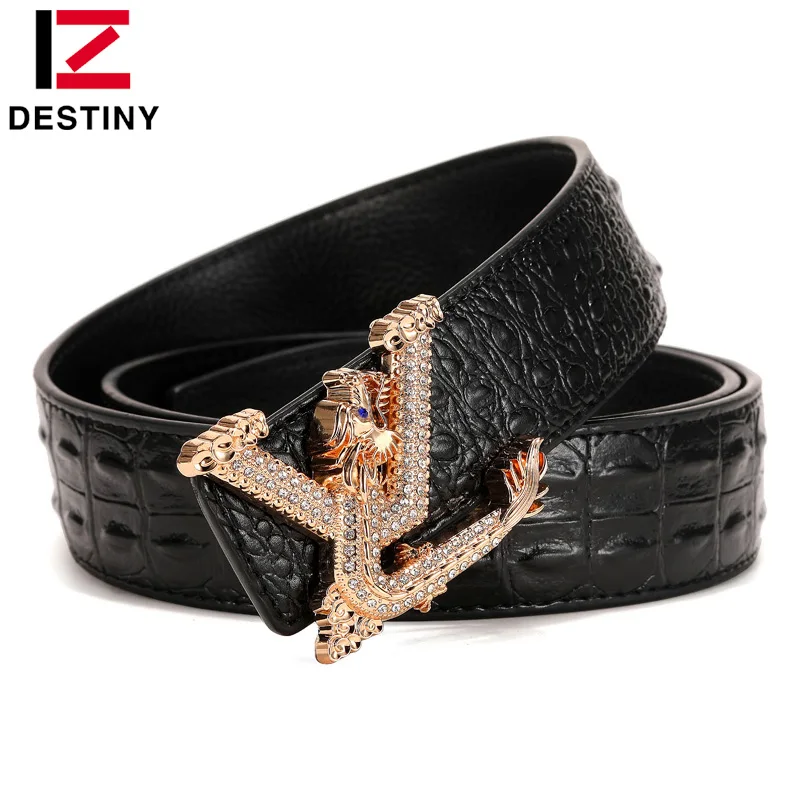 

DESTINY Luxury Brand Men Belt Famous Designer Belts High Quality Male Genuine Leather Strap Wedding Silver Gold Dragon Ceinture