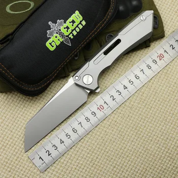 

Green thorn SNECX BUSTER folding knife M390 blade TC4 titanium handle Copper gasket outdoor camping utility fruit knife EDC tool