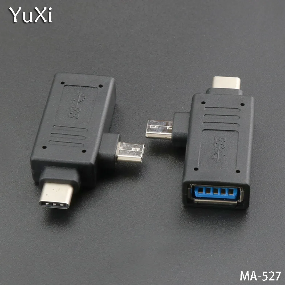 

YuXi 1PCS 2 In 1 Splitter OTG Adapter USB 3.0 Female to Micro USB Type-C Male Converter For Samsung Xiaomi USB3.0 Connector