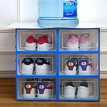

6PCS/Set Plastic Shoe Box Transparent Thickened Storage Shoe Case Detachable Folding Dustproof Slipper Cases Storage Organizer