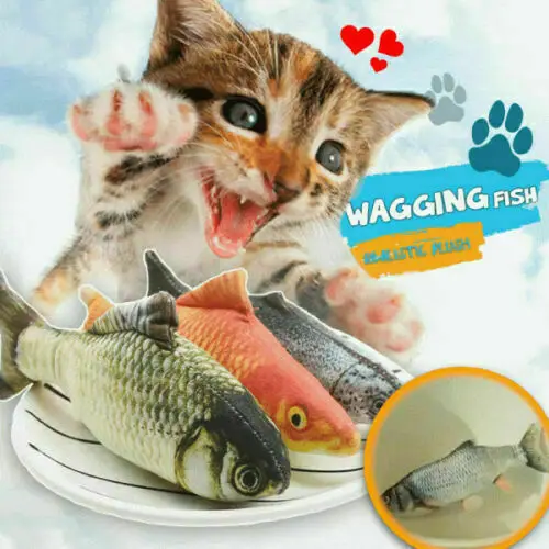 New Arrival Cat Wagging Fish Realistic Plush Simulation Grass Carp Doll Fish Plush Toy 2020 Hot Cat Fish Realistic Plush Toys