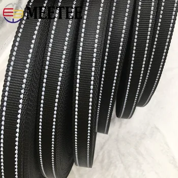 

5M 20/25mm 1.8mm Thick Black Reflective Nylon Webbing Ribbons for Pet Collar Knapsack Belt Band Strap Tape DIY Bag Accessories