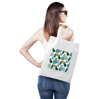 

New Fashion Foldable Green Shopping Bag Rote Foliage printing Folding Pouch Handbags Convenient Large-capacity Storage Bags