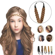 Perruque synthétique tressée, 1 pièce, bandeau torsadé élastique, accessoires pour cheveux de princesse