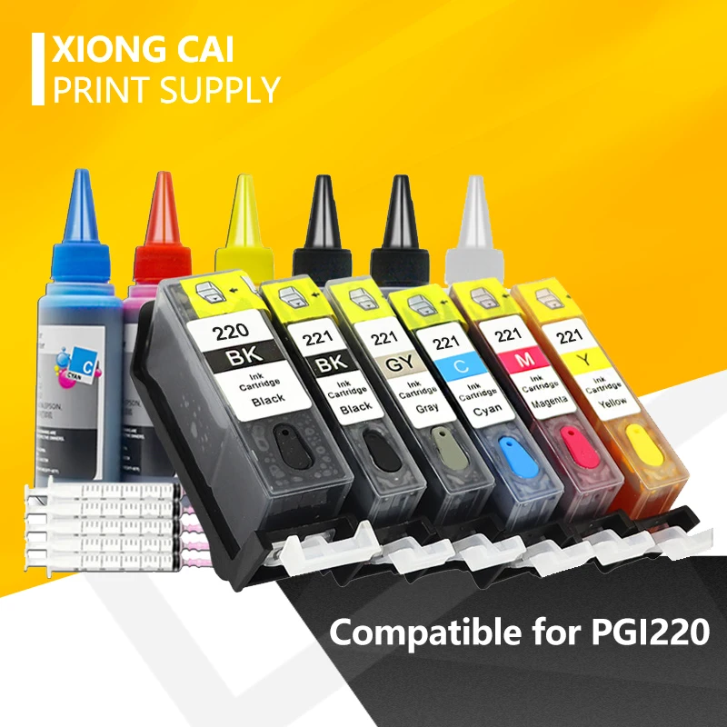 PGI220 CLI221 with chip refillable Ink cartridge for canon MP640 MP620 MP560 MX870 MX860 printer PGI-220 | Компьютеры и офис