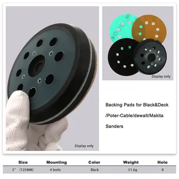 

5 Inch Dia 8 Hole Sander Hook and Loop Replacement Sanding Pad
