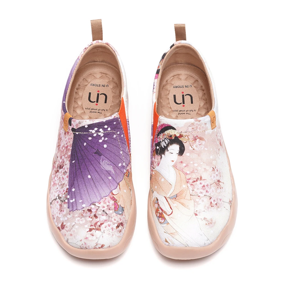 UIN Womens Mens Canvas Fashion Sneaker Comfortable Walking Travel Painted Slip Ons Loafers Casual Shoes Japanese Style Hana 