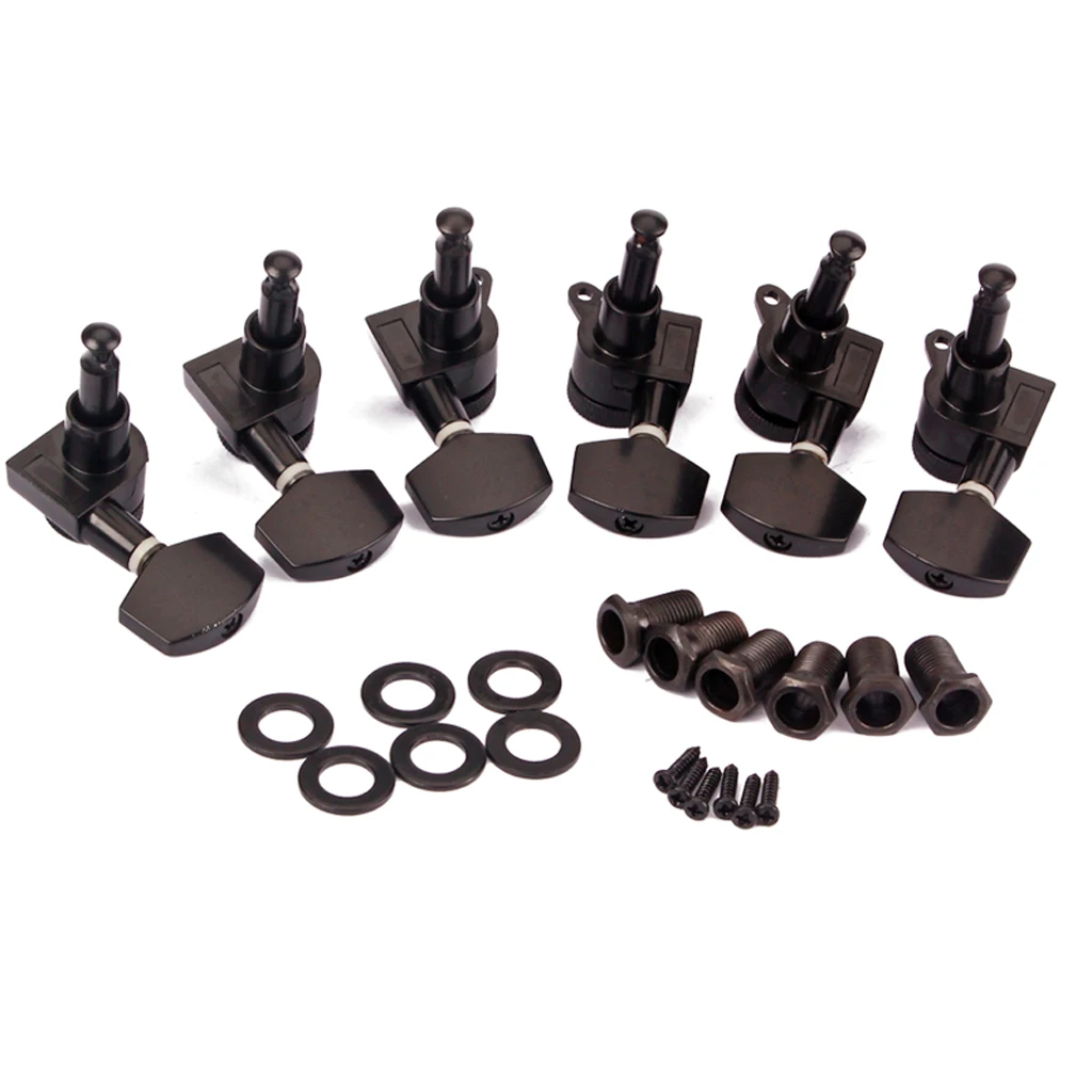 6Pcs Metal Electric Guitar Tuning Pegs Machine Heads 3R3L Black Musical Instrument Accessory