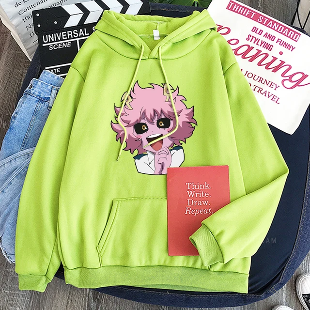 Harajuku Kawaii Mina Ashido My Hero Academia Anime Hoodies Fashion  Streetwear Unisex Pink Graphics Unisex Oversized Sweatshirts - AliExpress
