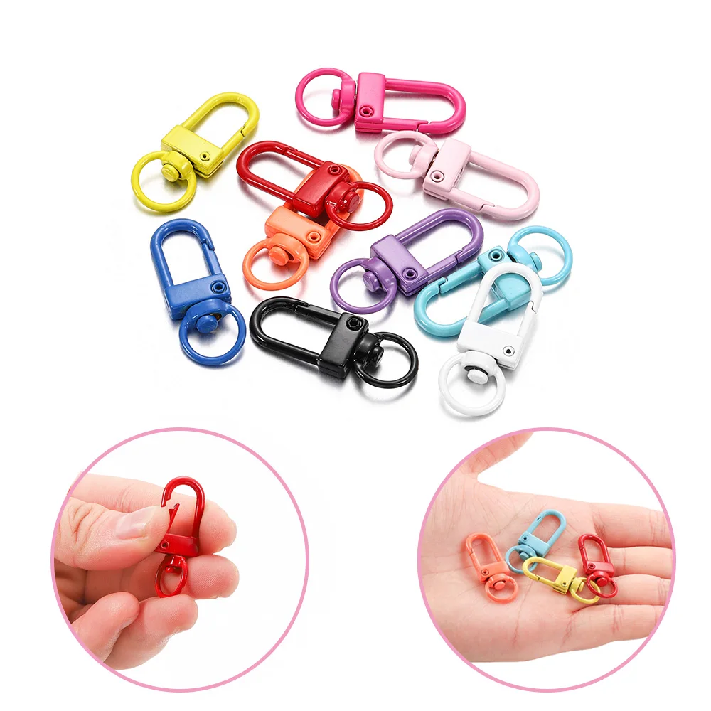 

10 Pcs/Lot Colorful Alloy Square Lobster Clasp Clips Key Chain Key Rings For DIY Jewelry Making Keychain Findings Accessories