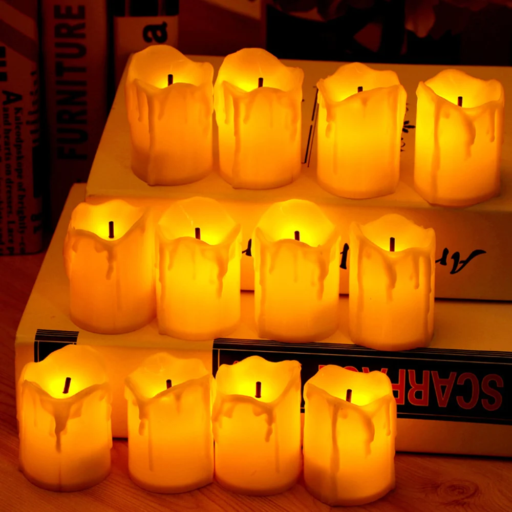 12pcs Flameless Led Candle Light Bright Flickering Bulb Battery