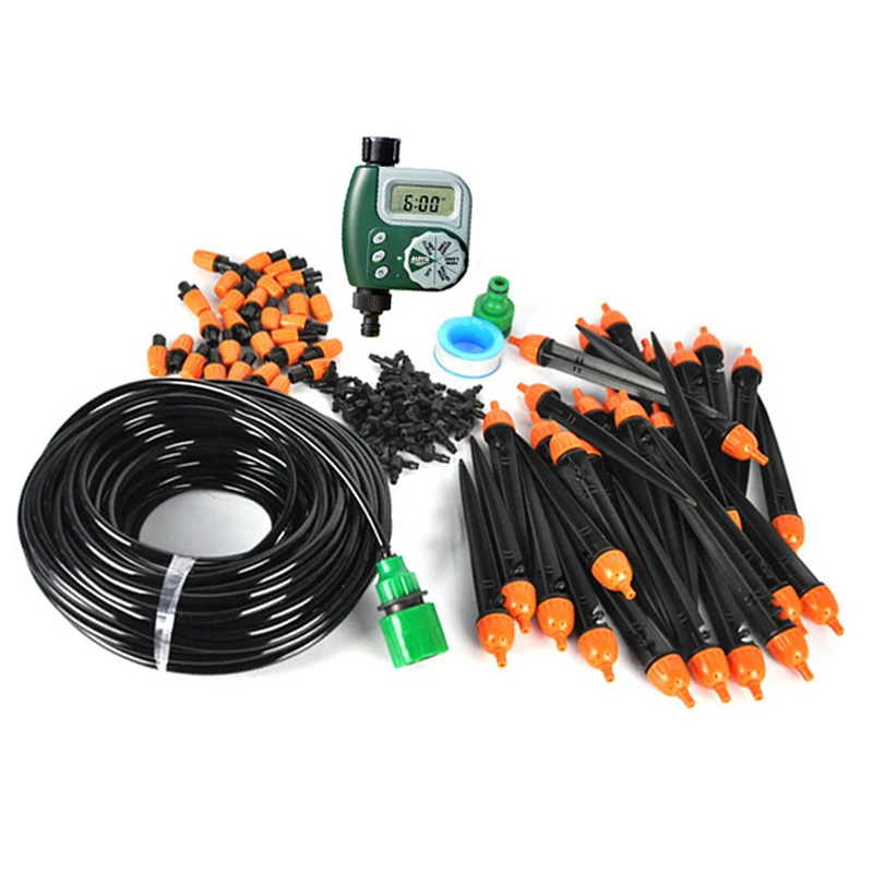 

25m 8/11 Garden DIY Micro Drip Irrigation System Plant Self Automatic Watering Timer Garden Hose Kits with Adjustable Dripper