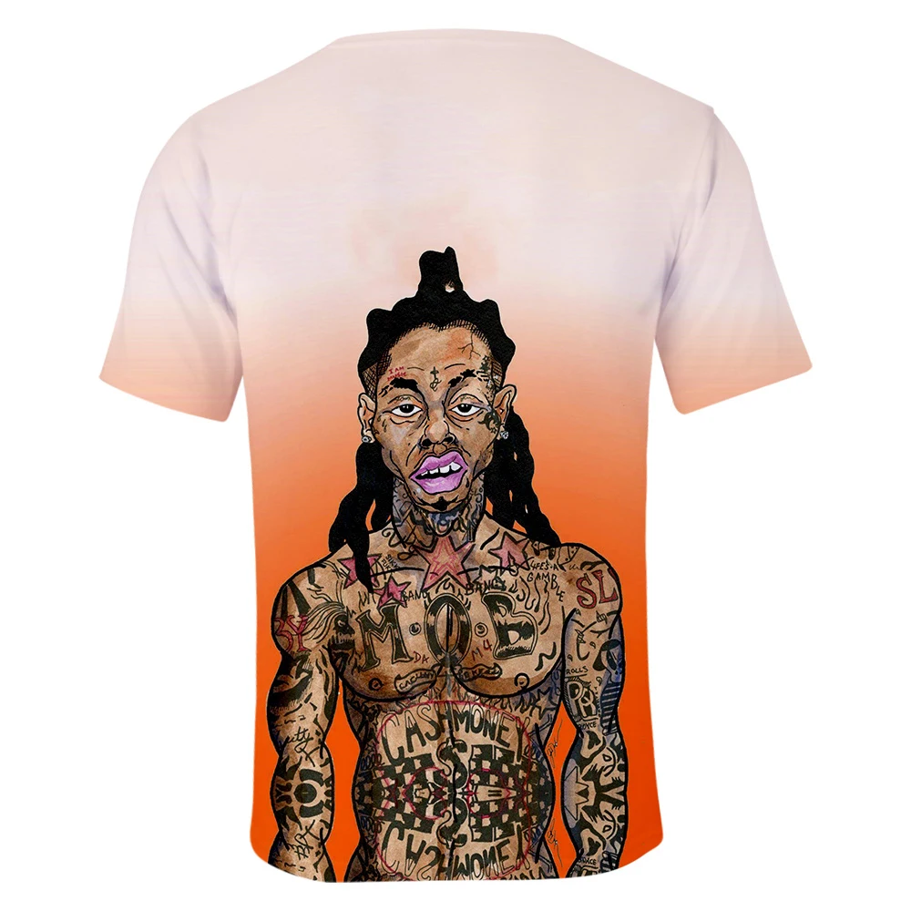 Lil Wayne футболка 3D для мужчин и женщин футболка Lil Wayne с короткими рукавами для мальчиков и девочек Летняя дышащая Футболка Топ в простом стиле