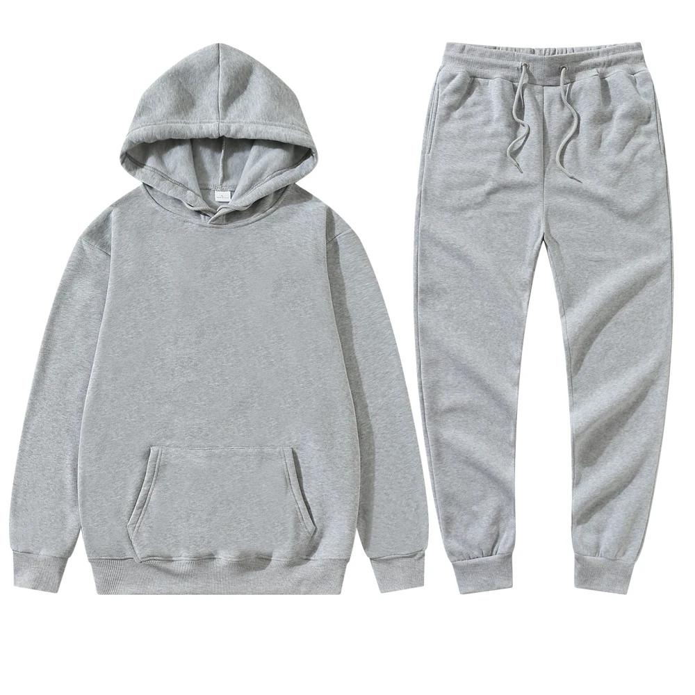 Men Women Tracksuits Fashion Men's Solid Sets Sweatshirts+Pants 2 Pieces Set Spring Autumn Fleece Hooded Sport Jogging Suits