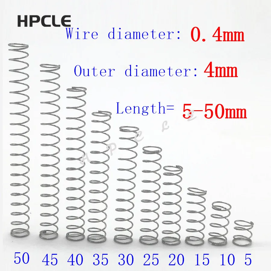 

20pcs wire diameter = 0.4mm OD =4mm Stainless Steel Micro return Small Compression anti corrosion extension springs L=5-50