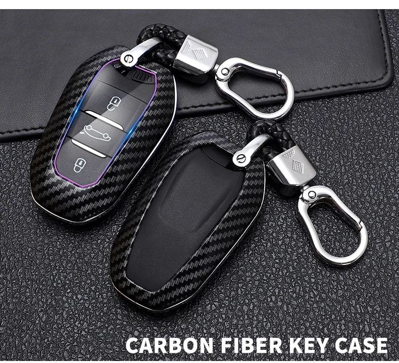 Carbon Fiber Car Smart Key Cover Case For Peugeot 3008 208 308 508 408 2008 307 4008 Citroen C4L Protect Shell Accessories -