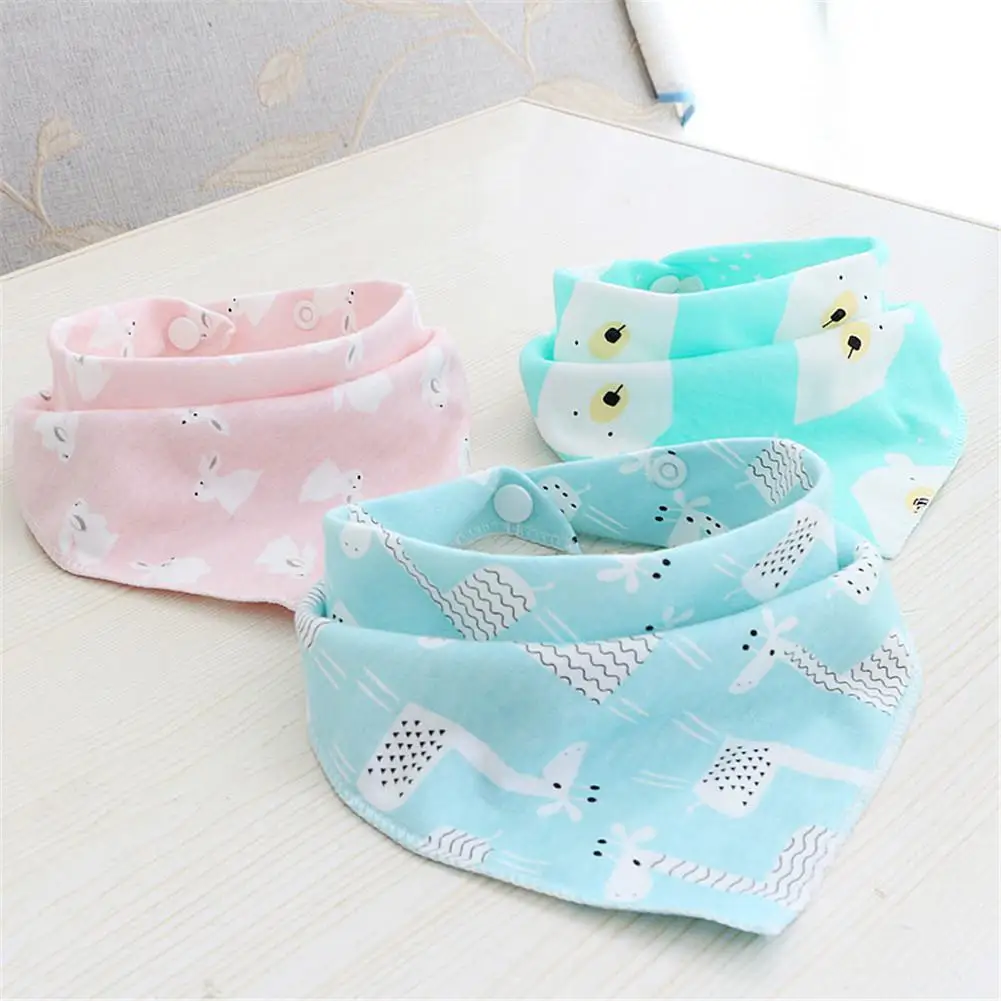 

Kuulee Baby Cute Printing Patterns Double-layer Snap Button Bib Triangle Towel