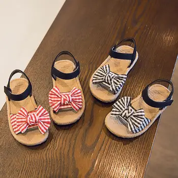 

2020 Summer Baby Sandals Bowtie Grid Girls Princess Shoes Cute Soft Sole Toddler Kids Girls Sandals Size 21-30