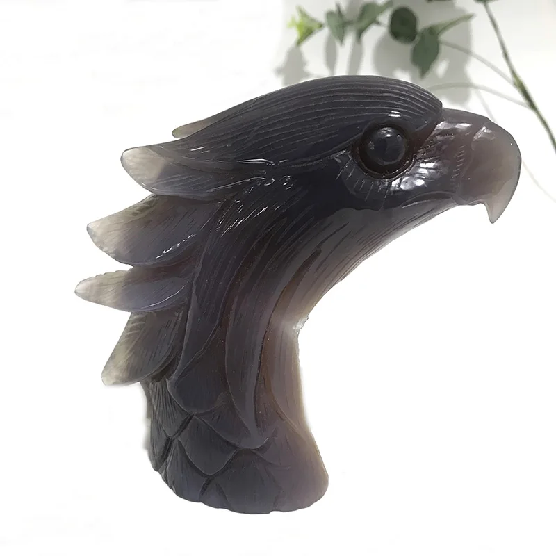 Высокое качество натуральный агат Geode Goshawk в форме головы камень ручной работы для подарка и домашнего декора
