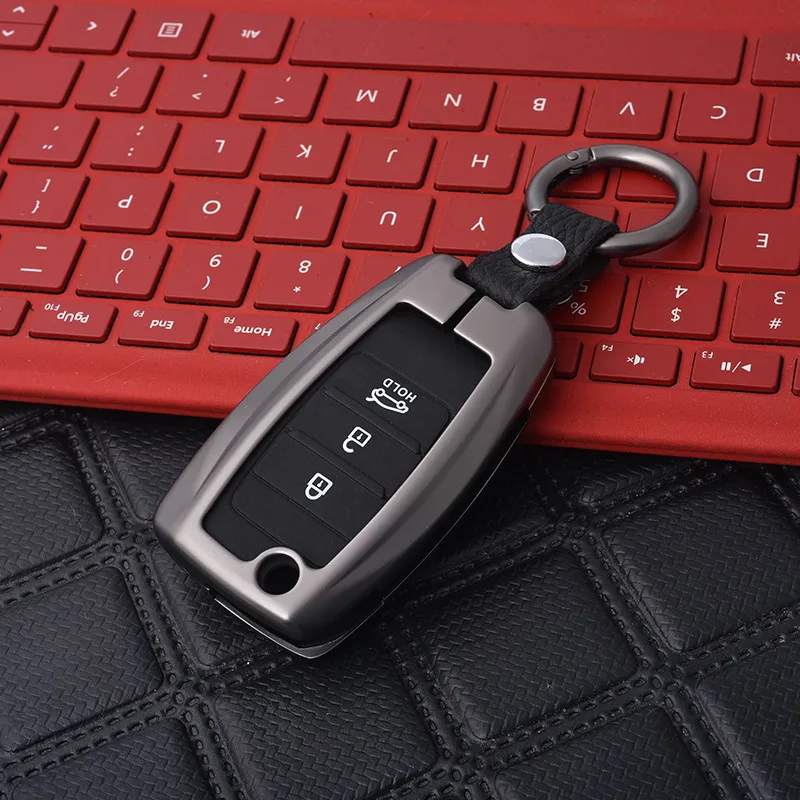 new Zinc alloy+ silicone car key case Full cover For Kia Rio Sportage Ceed Optima Sorento Cerato Picanto - Название цвета: B-gun