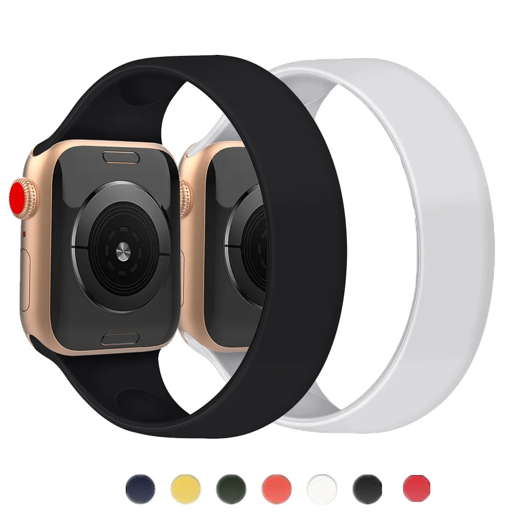 Ремешок силиконовый Solo Loop для Apple Watch Band 44 мм 40 эластичный браслет iWatch 38 42 watch Series