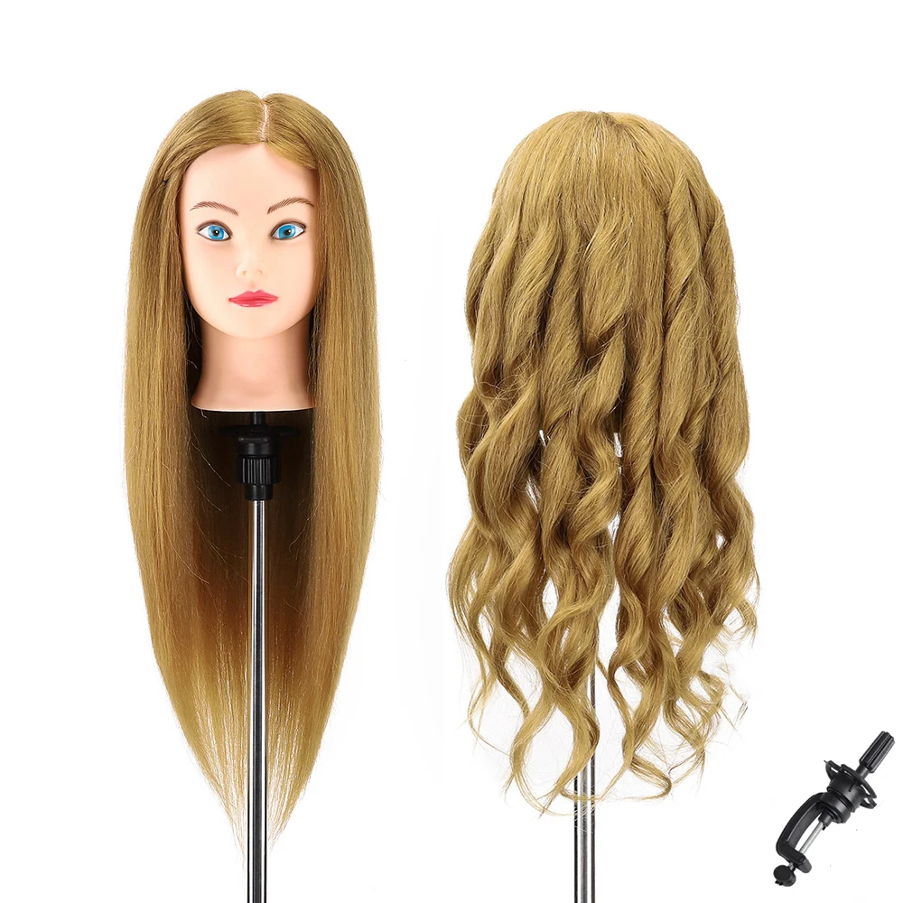 26'❰% Real Human Hair Training Head Mannequin Salon For Hairdressers Hairstyles Practicing Dummy Doll |