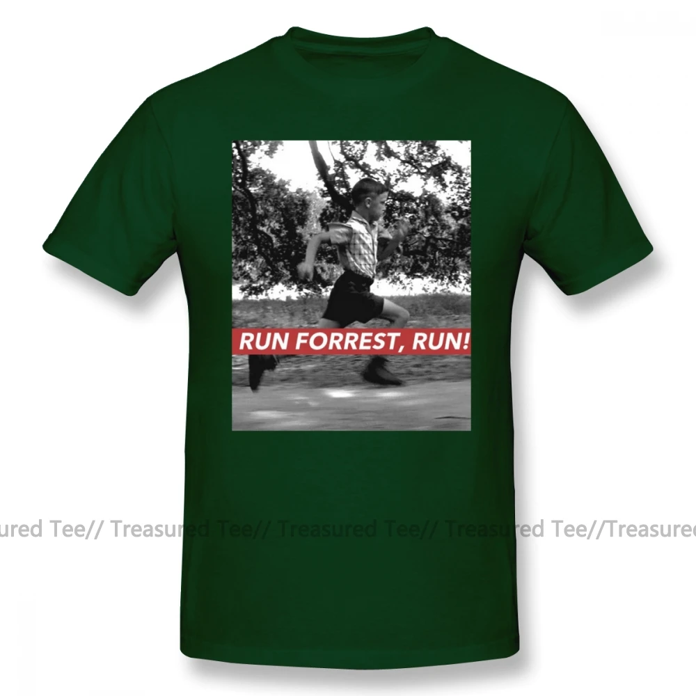 Forrest Gump T Shirt RUN FORREST, RUN T-Shirt Beach Awesome Tee Shirt Short-Sleeve Big Man Graphic Cotton Tshirt - Цвет: Dark Green