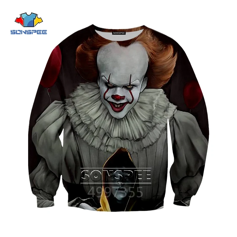 SONSPEE nightster Stephen King's It clown movie Harajuku/футболка с 3D принтом для мальчиков и девочек-подростков/толстовка/толстовки/шорты Детская одежда детский пуловер X206